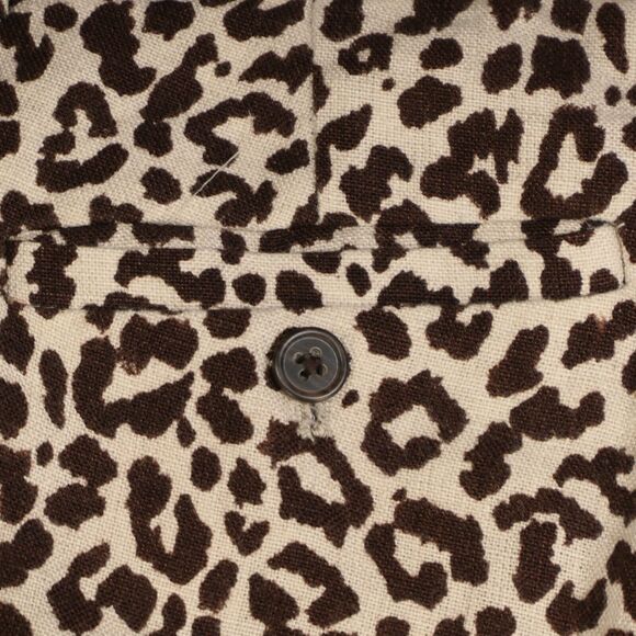 J Crew Capri Pants Womens Size 6 Brown Linen Animal Print Casualcore Chic Trendy - Picture 11 of 13
